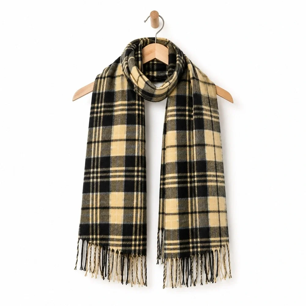 Lucky Brand Plaid Scarf‎ Womens Preppy Outdoors Layering Accessory Gorpcore